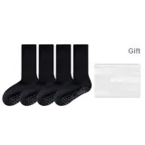 [Sole Silicone Anti-Slip Yoga Socks]4 Pack Black
