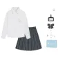 Jingsiyue Shirt+Lulan River Checkered Skirt, Comes with Bow Tie+Hanger+School Emblem
