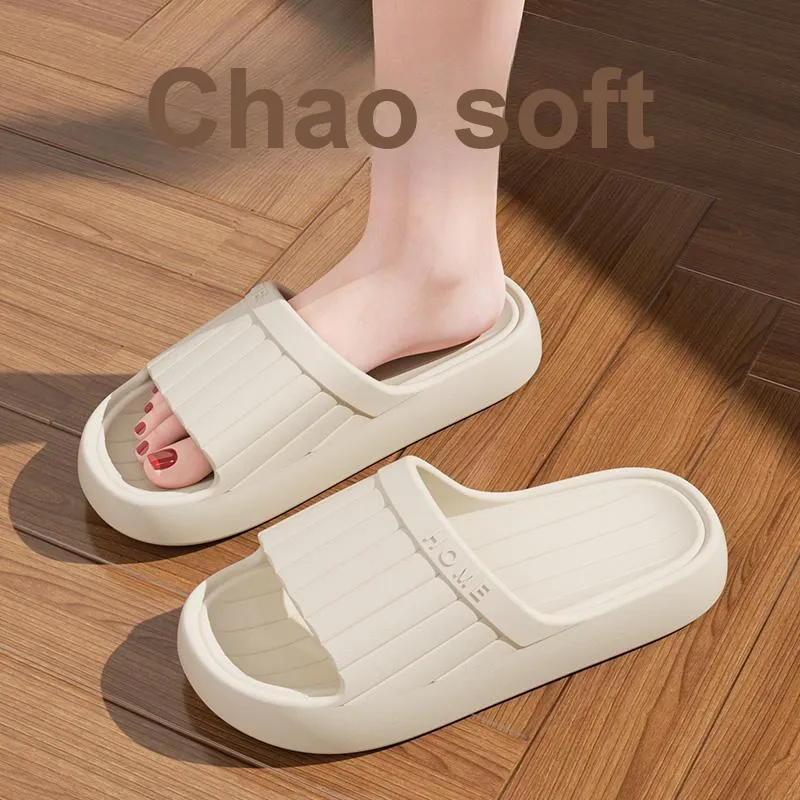 Foot Recreation Minimalist Style Vertical Stripes Letter Comfortable Quiet Slip Resistant Slippers Home Slippers Unisex-9