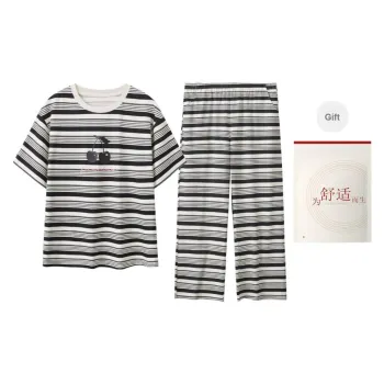 Red Beans At Home Pajama Set Women's Shopping Bag Black White