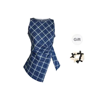 TORIGHT Jacket Vest Women's Blue+Bowknot Hair Tie Comes With