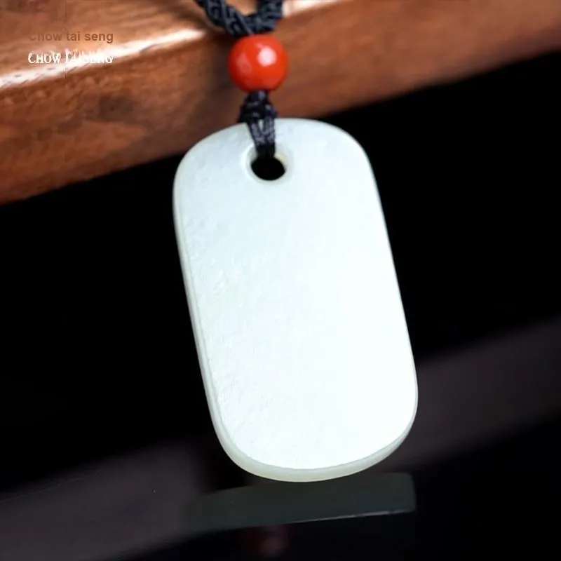 CHOW TAI SENG Hetian Jade Necklace Pendant White Jade/Pale Greenish White Jade Unisex-7