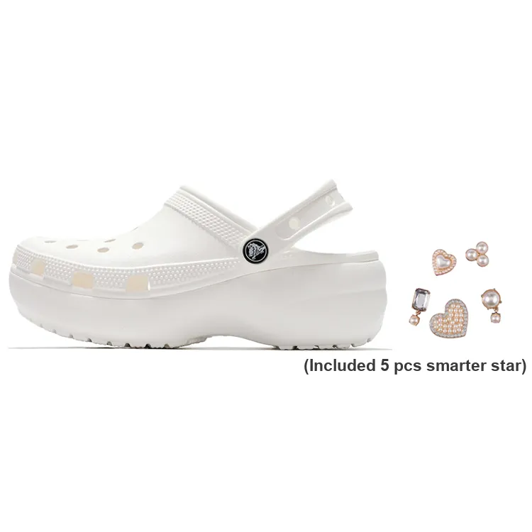 Crocs Classic Platform Clog White Women's-4