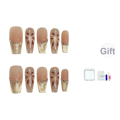 JINGCHANXUE Ручная работа False Nail MID Длина (размер в длину) Французский Градиентный Кошачий глаз 16 мм