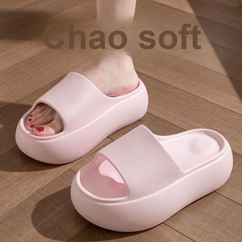 Lighthearted Summer Home Indoor Slip Resistant Odor Resistant Platform Height Increasing Slippers-4