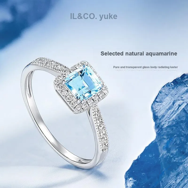 IL&CO. Natural Aquamarines Rings Women's-2