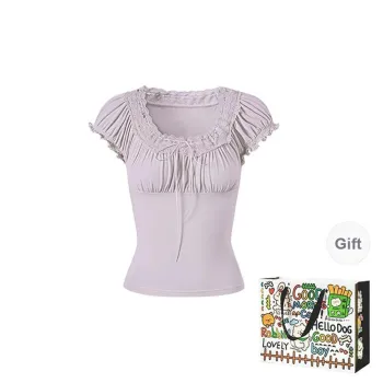 OURUOKE Lantern Sleeve T Shirt Women's