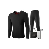 Long-Sleeved Top+Pants Set (Black) Fleece-Lined/Double-Layer Thickened