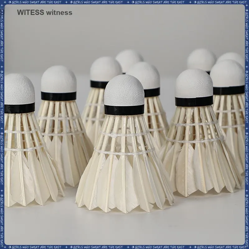 WITESS M9 12 Pack Duck Feather Big Board Duck Feather Training Competition Level Shuttlecocks-4