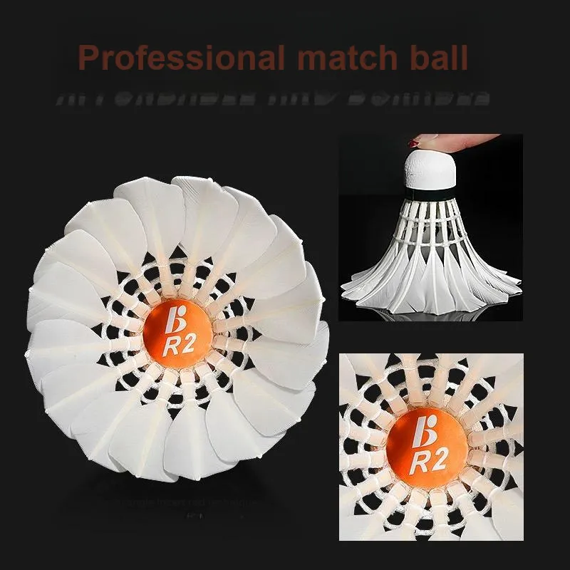 BONNY R2 Goose Feather Shuttlecock 12 Pack Goose Feather All Round Goose Feather Shuttlecocks-1