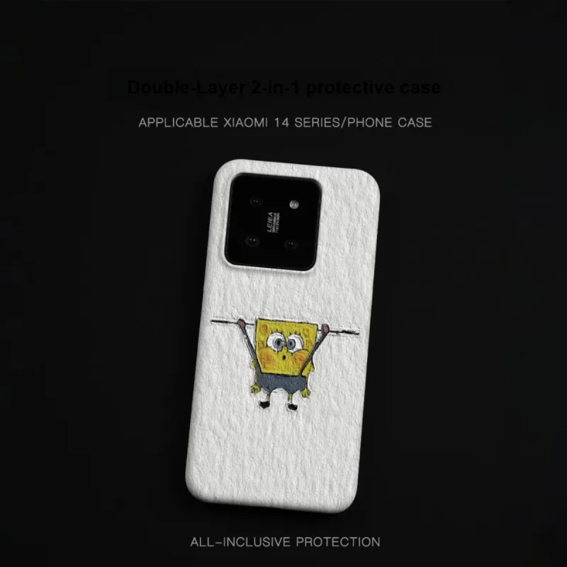 Keshami PC Material Fully Enclosed Impact Resistant Matte Oil Painting Sponge Phone Cases Suitable For Xiaomi 14/14pro-5