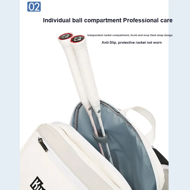 KUMPOO Badminton Racket Bags 2 Pcs Fashion Trend Backpack Apricot White Unisex-2