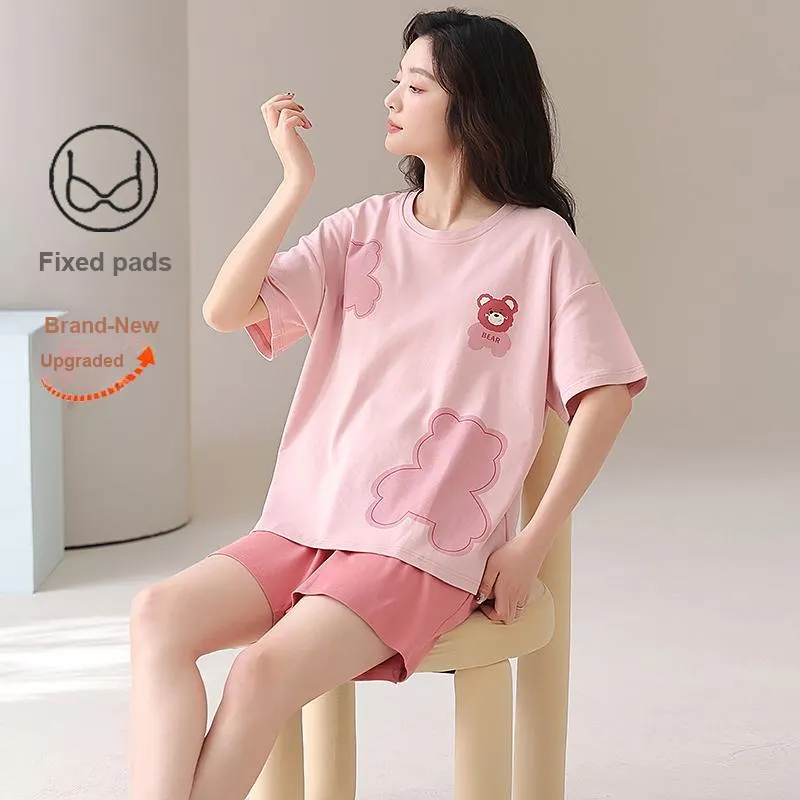 CHUDUAN Pajama Set Women's Pink-2