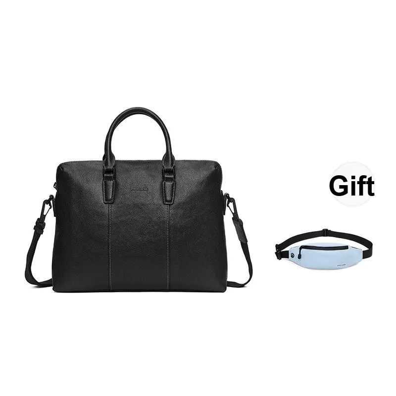 PIERRE CARDIN Top Grain Cow Leather Large Capacity Portable Crossbody Bag Tubas Men's Black-0