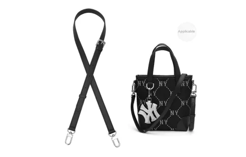 Lan Bao Fan Bag Accessories [Leather Shoulder Straps] Black 1.5cm Width Cross Grain 90-120cm