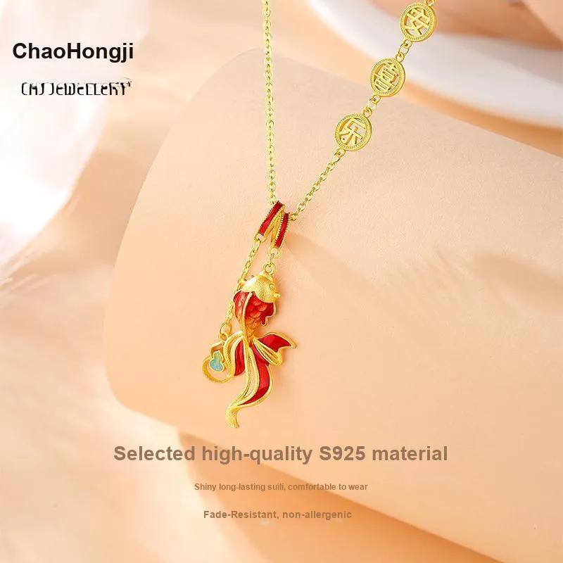 CHAOHONGJI S925 Silver Enamel Paintings Necklaces Women's-2
