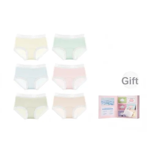 Rich Dragon 6 пар Крем+Матча+Таро+Клубничный+Белый шоколад+Бабочка PEA Цветок Женские Трусики-бикини