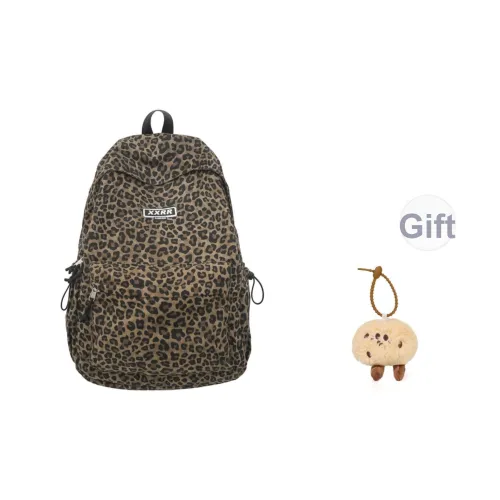 KAMLUI Холст Рюкзак Стандартный Унисекс Коричневый Леопард с принтом Бежевый Белый Леопард с принтом