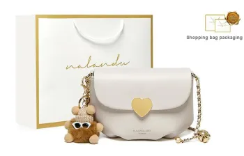 Narandu Cow Leather Chain Bag, Shoulder Bag, Crossbody Bag Small Size Women's Milkshake White/Midnight Black
