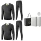 2 Set Underwear (Dark Heather Gray+Dark Heather Gray) Wool Thickening/Dual-Layer Heat Retention/Classic Crew Neck