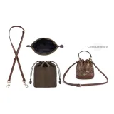 Coach 24 Snowflake 1.1 Dark Brown Litchi Grain Gold Buckle Adjustable 90-120cm+Khaki Nylon Lining