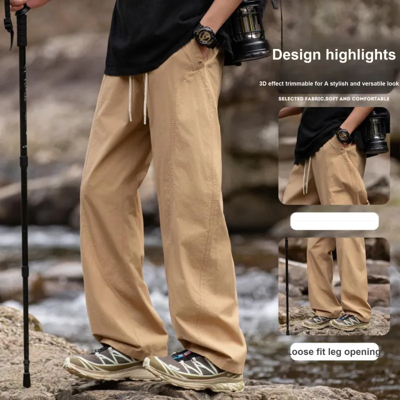 WOOD SOON Japanese Style Versatile Trendy Brand 100% Cotton Cargo Pants Unisex-7