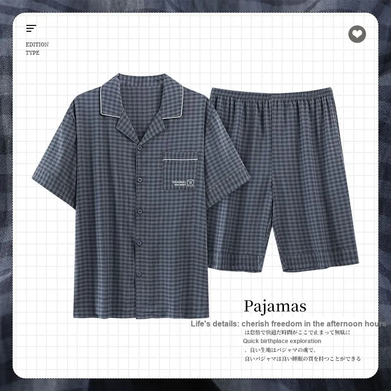JINXU Pajama Set Men's Navy Blue-4