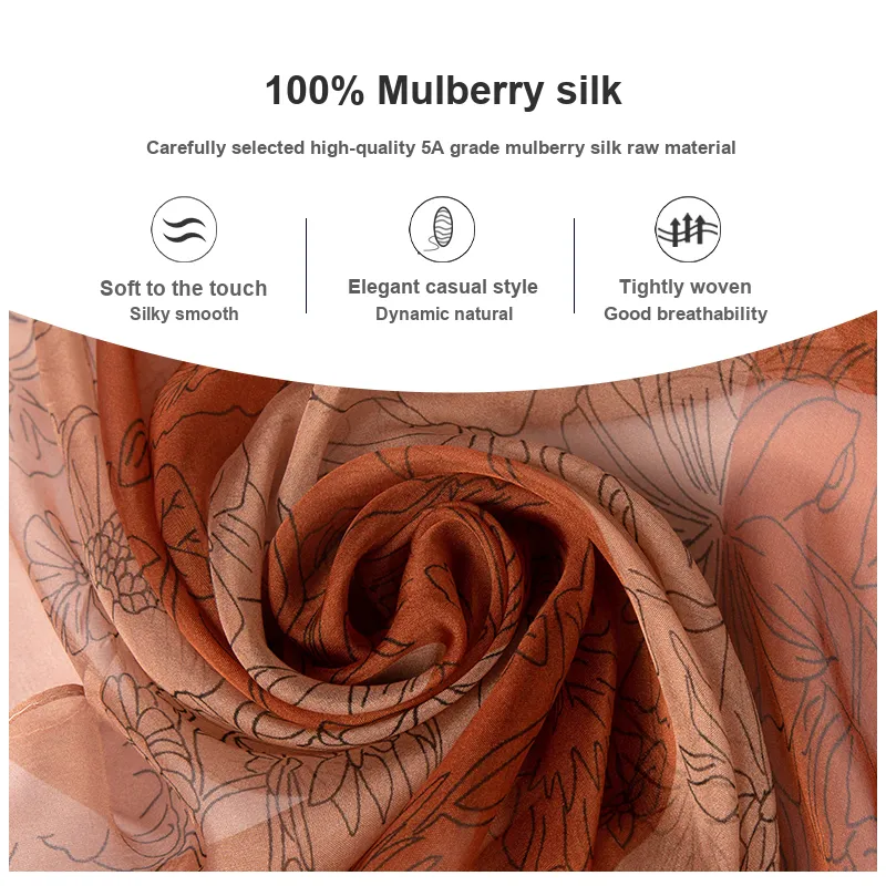 H YXIANG Silk Scarves Women's-28