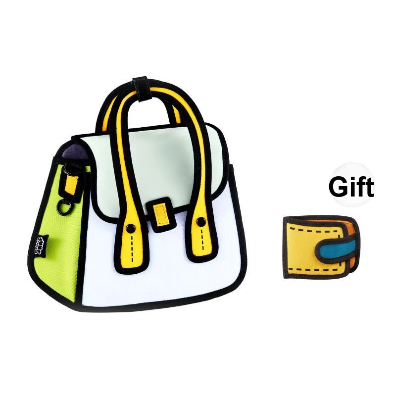 JumpFromPaper Polyester Split Cow Leather Crossbody Handbag Shoulder Bag Backpack Unisex Orange/Beige/Pink/Neon Green