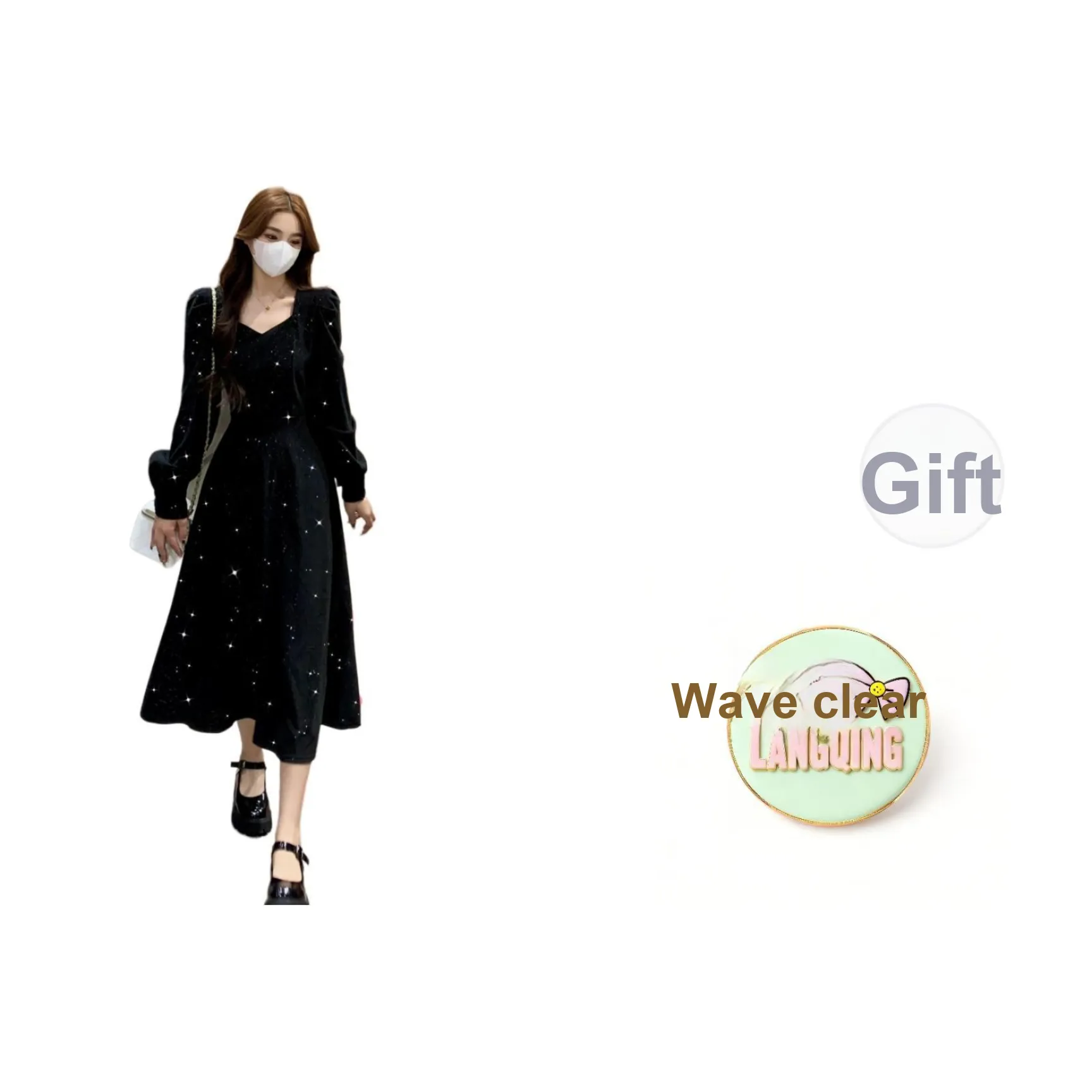 LANGQING Длинное платье с длинными рукавами женское