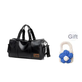 Lee PVC Leather Travel Bag, Luggage Bag, Gym Bag, Crossbody Bag Unisex Black