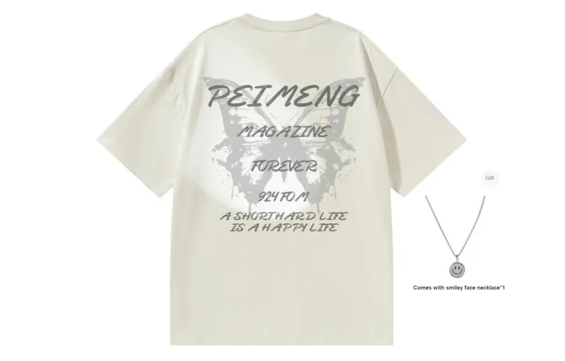 PEIMENG Short Sleeved T Shirts Unisex Comes With Necklace-28