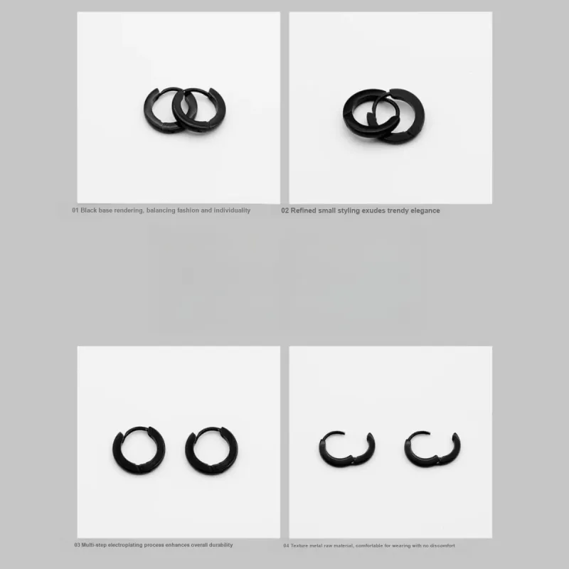 ZWU Titanium Steel Earrings Unisex-5
