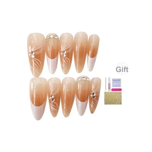 UNSEKI Капля воды Moist Pearl Butterfly Empress Style Versatile False Nail Almond Nude Smudge Glitter