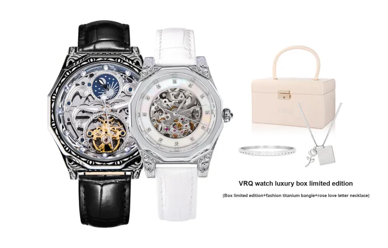 VRQ Polina M03 Couple Watches Automatic Mechanical Movement Genuine Leather Strap Watch Unisex Cut Out Dial-1