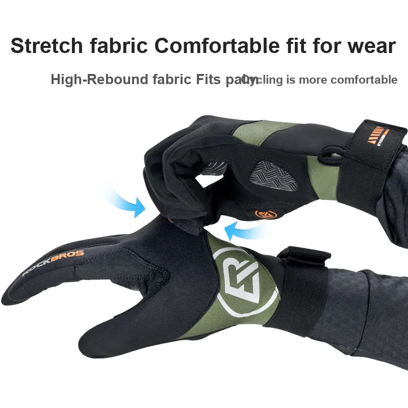ROCKBROS Riding Equipment Cycling Glove Outdoor Unisex Polyester Elastane Black Green-2