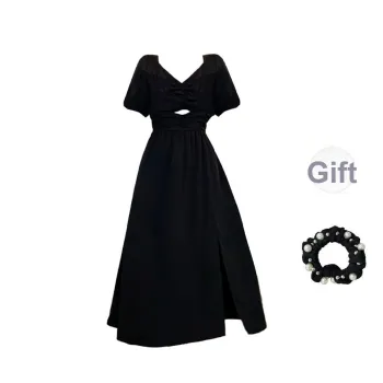 / Short Sleeved Dresses Women's Black+Hair Tie Comes With