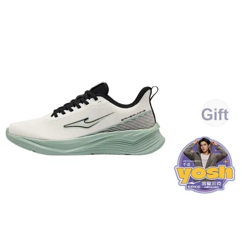 Erke Cushioning Breathable Rebound Low Top Casual Running Shoes Men's White Black