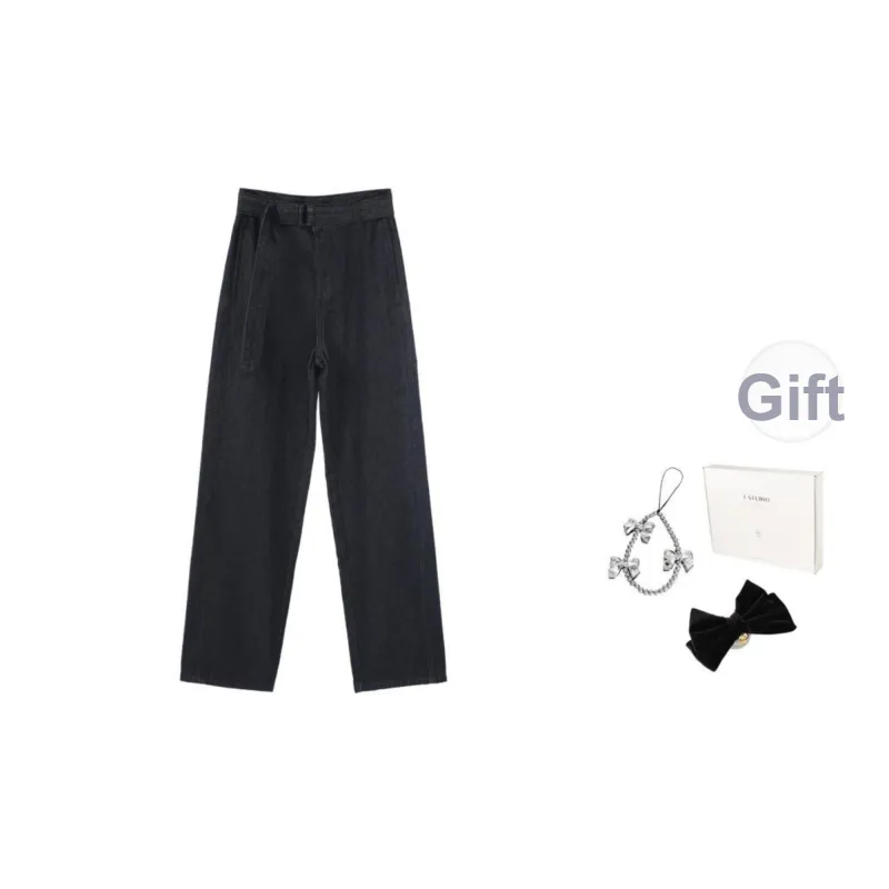 Fstudio Summer Korean Style High Rise Straight Fit Slimming Casual Versatile Jeans Women's-0