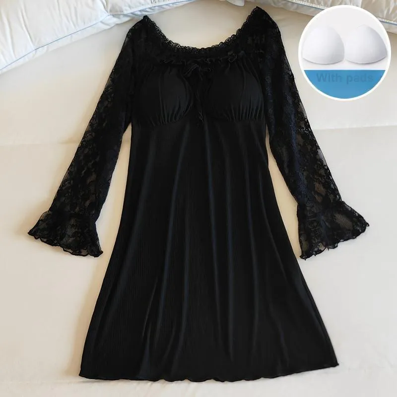 Sleeping Beauty Nightgown Women's Black-1