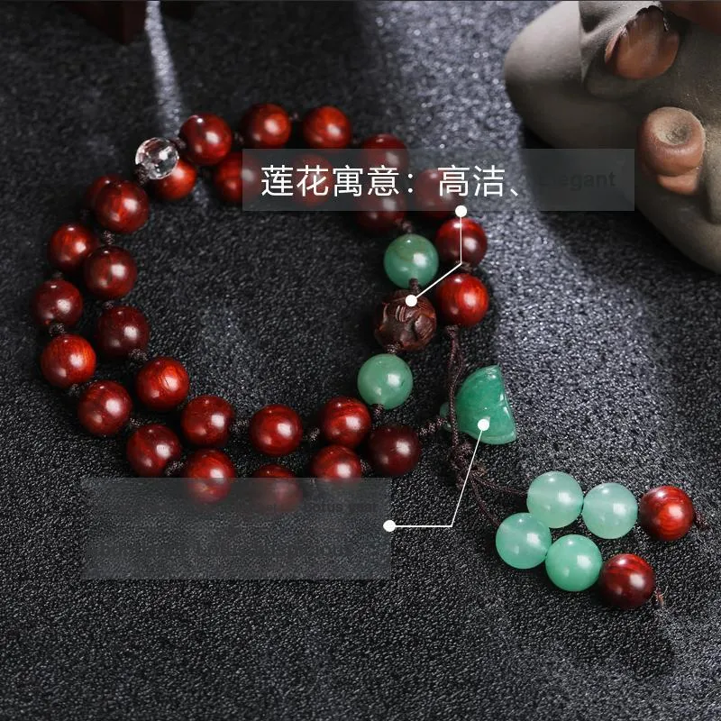 Yeon yun Jewelry Small Leaf Red Sandalwood Wooden Bracelets Unisex-1