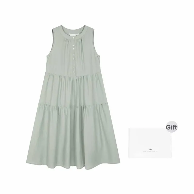 Mo Han Yi Mei Sleeveless Dress Women's Light Green-0