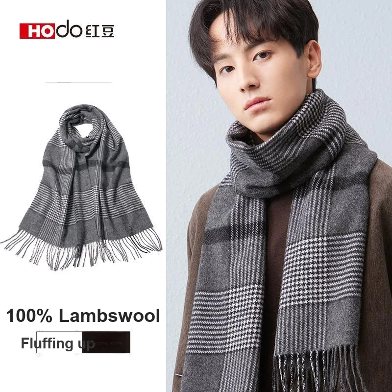 Red Bean Wool Knit Scarves Men's-13
