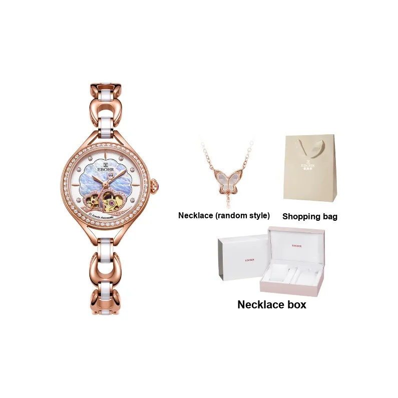 EBOHR Vanja Collection Mechanical Movement Ceramic Strap Watch Women's Watch Mother of Pearl Color Watch Dial