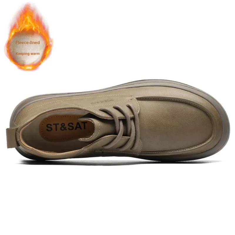 ST&SAT Fleece-Lined Casual Shoes Men's Khaki/Yellow Brown-7