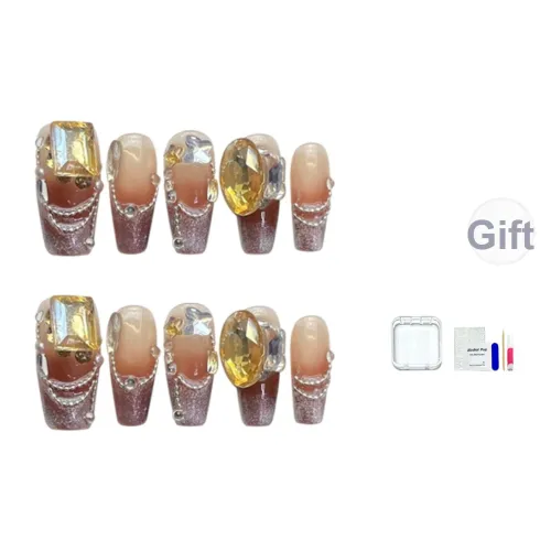 JINGCHANXUE Длинный Долговечный Осенний Стиль светской львицы False Nail Короткий LADDER Французский Градиентный Flashing 14mm