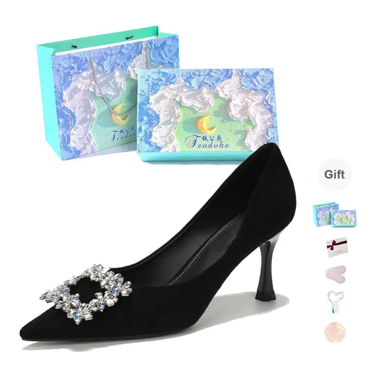 Feo Dvke Slim Heel High Heels Women's Black Gift Box Set-6