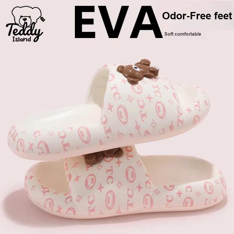 TEDDY ISLAND 2025 Cute Bear EVA Platform Home Slippers With Squashy And Bouncy Feeling Outerwear-2