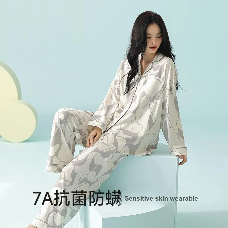 WANANNI Pajama Set Women's Gray White-6