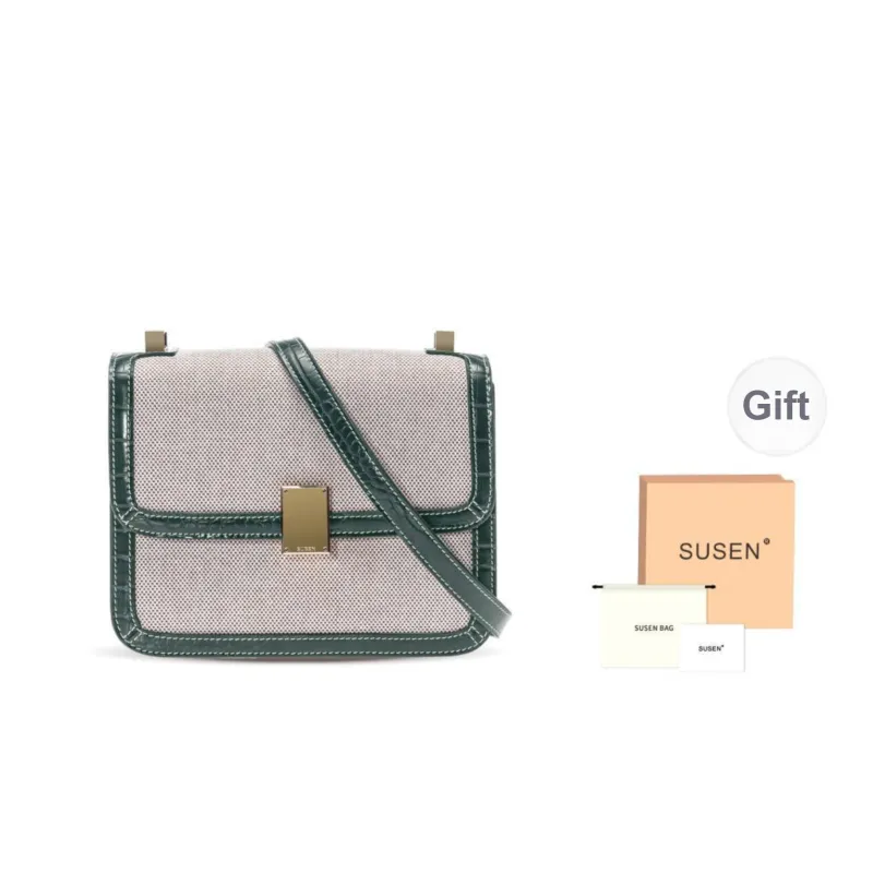 SUSEN Canvas Collection Minimalist Style Versatile Fashion Shoulder Bag Crossbody Bag Woven Tofu Bag-7